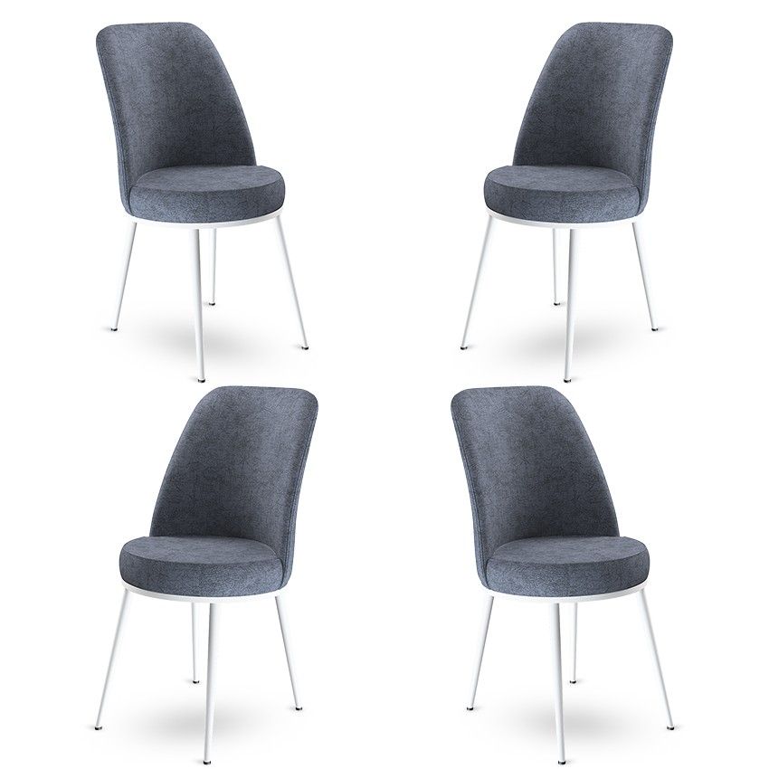 Dexa - Fume, White - Chair Set (4 Pieces)