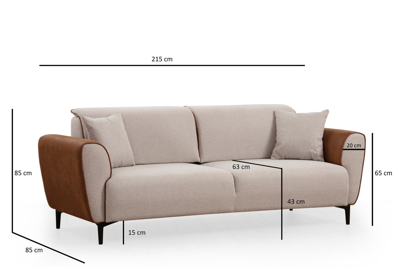 Aren - Beige, Cinnamon - 3-Seat Sofa-Bed