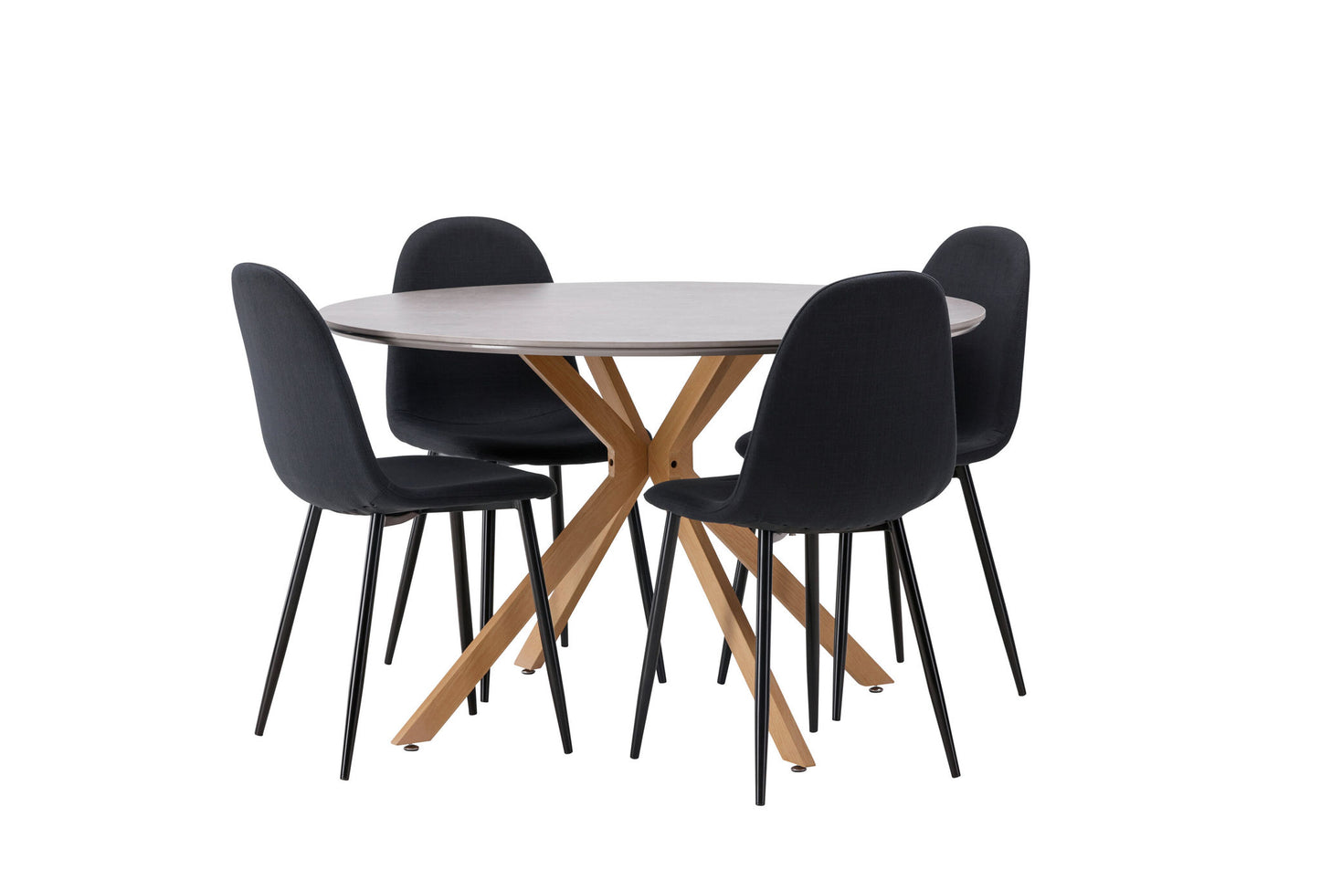 Spisebordssæt - Piazza Dining Table - Natural / Dark Grey Spraystone +Polar Dining Chair - Black Legs - Black Fabric _4
