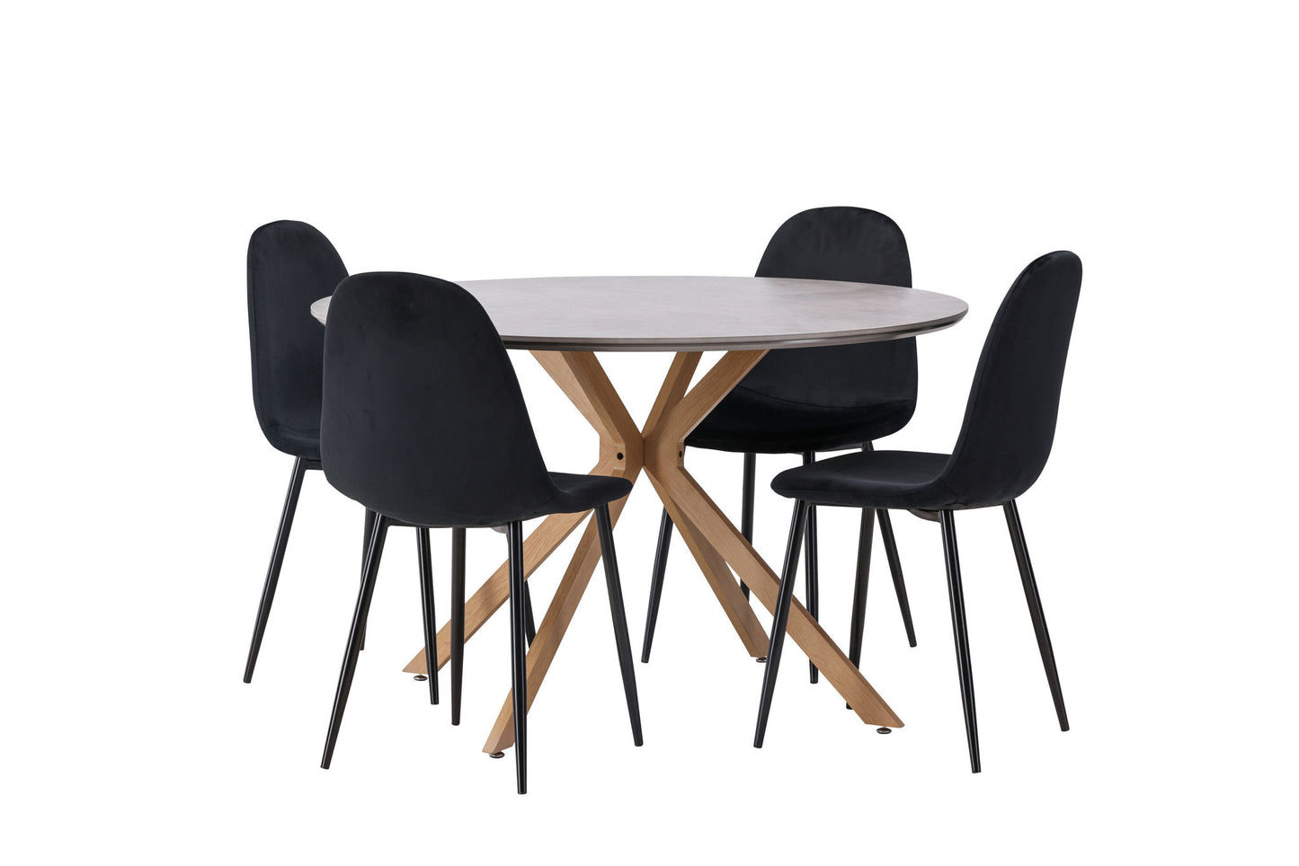 Spisebordssæt - Piazza Dining Table - Natural / Dark Grey Spraystone +Polar Dining Chair - Black legs / Black Velvet _4