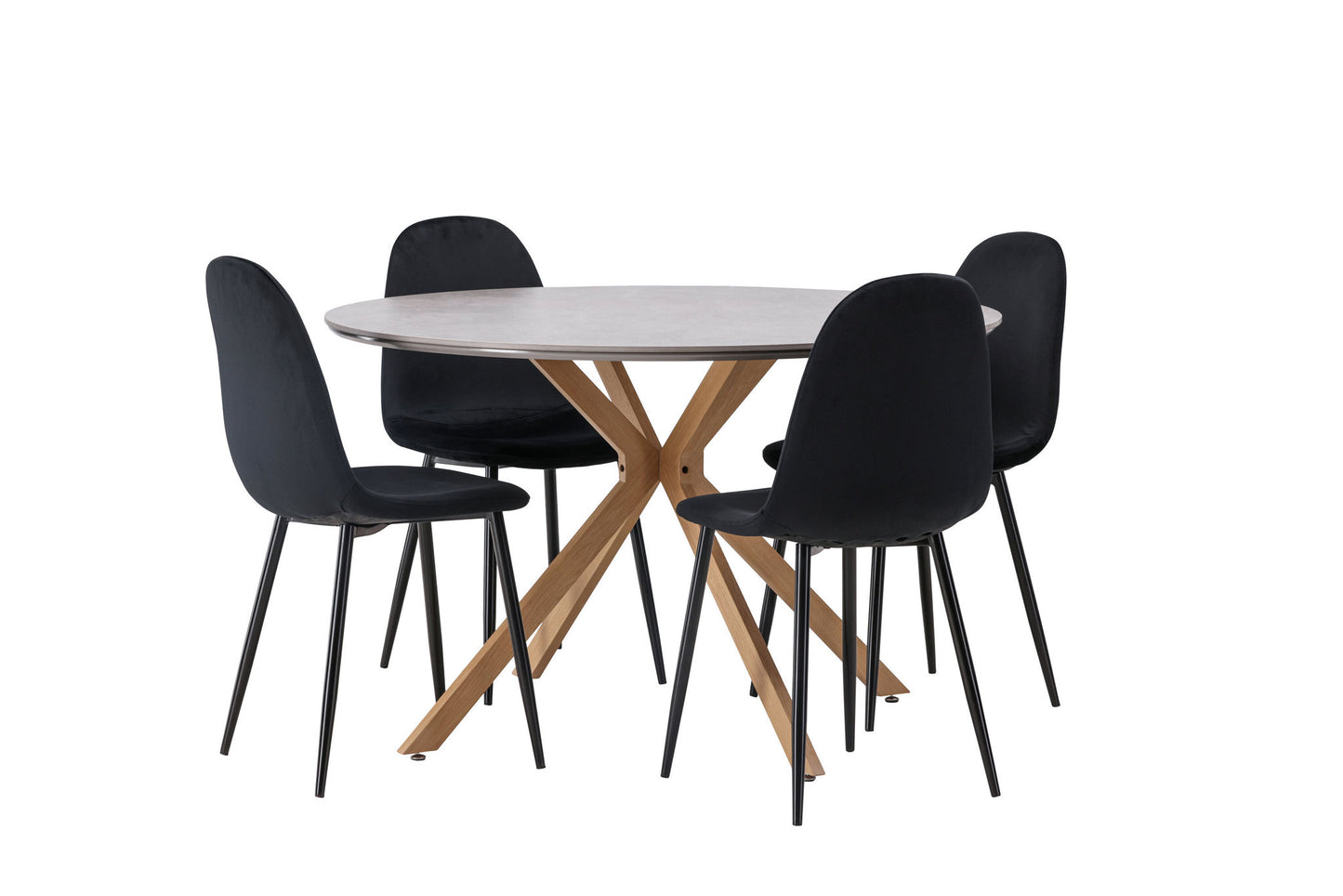 Spisebordssæt - Piazza Dining Table - Natural / Dark Grey Spraystone +Polar Dining Chair - Black legs / Black Velvet _4