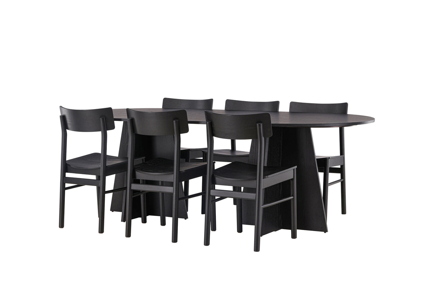 Spisebordssæt - Bootcut Oval Dining Table - Black / Black Fanéer +Montros Dining Chair - Natural / Natural Rubberwood _6