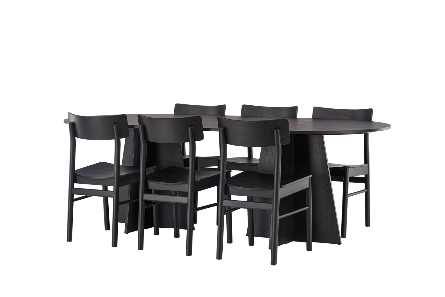 Spisebordssæt - Bootcut Oval Dining Table - Black / Black Fanéer +Montros Dining Chair - Natural / Natural Rubberwood _6