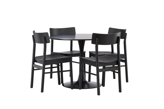 Spisebordssæt - Glade Dining Table - Black / Black MDF +Montros Dining Chair - Natural / Natural Rubberwood _4