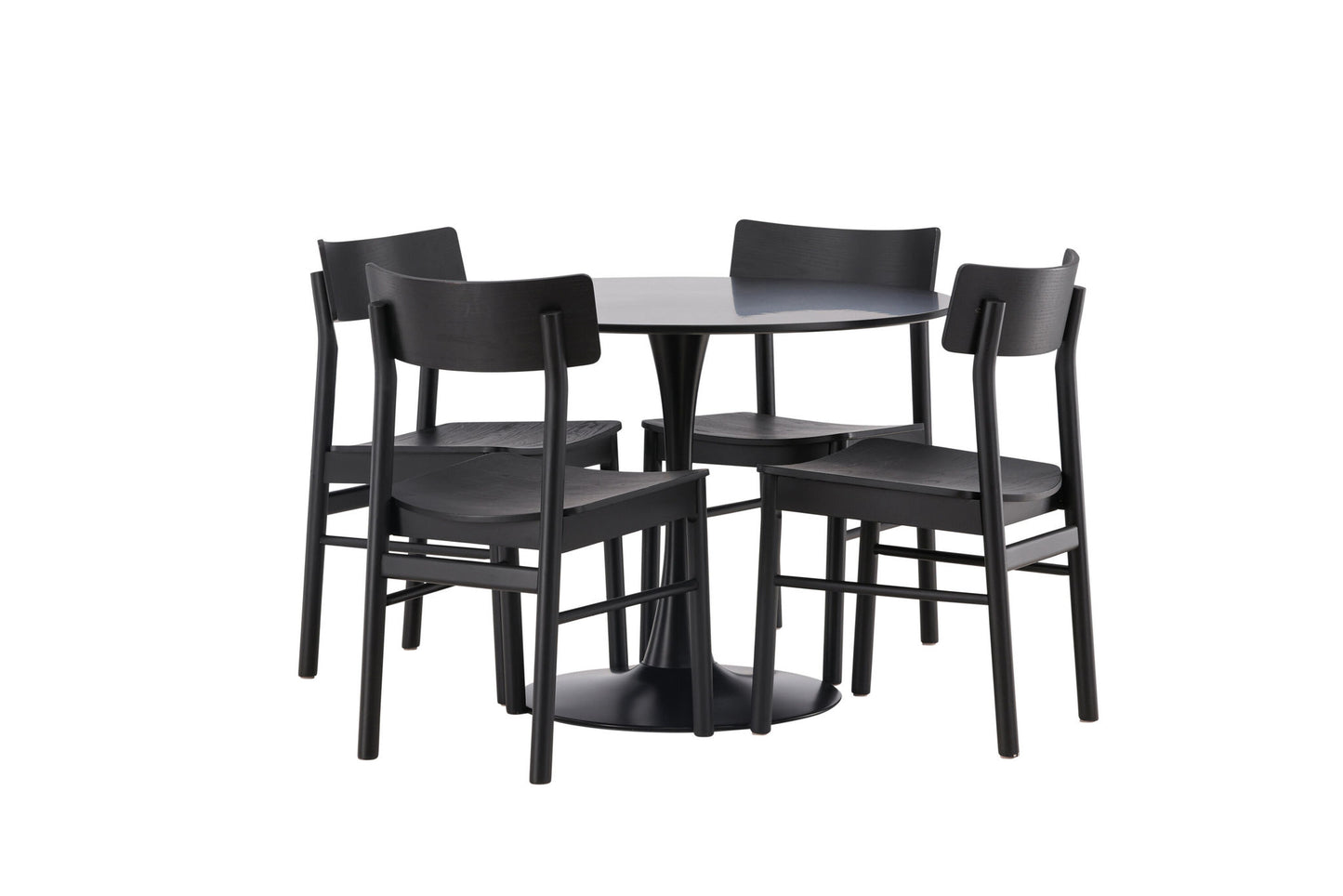 Spisebordssæt - Glade Dining Table - Black / Black MDF +Montros Dining Chair - Natural / Natural Rubberwood _4