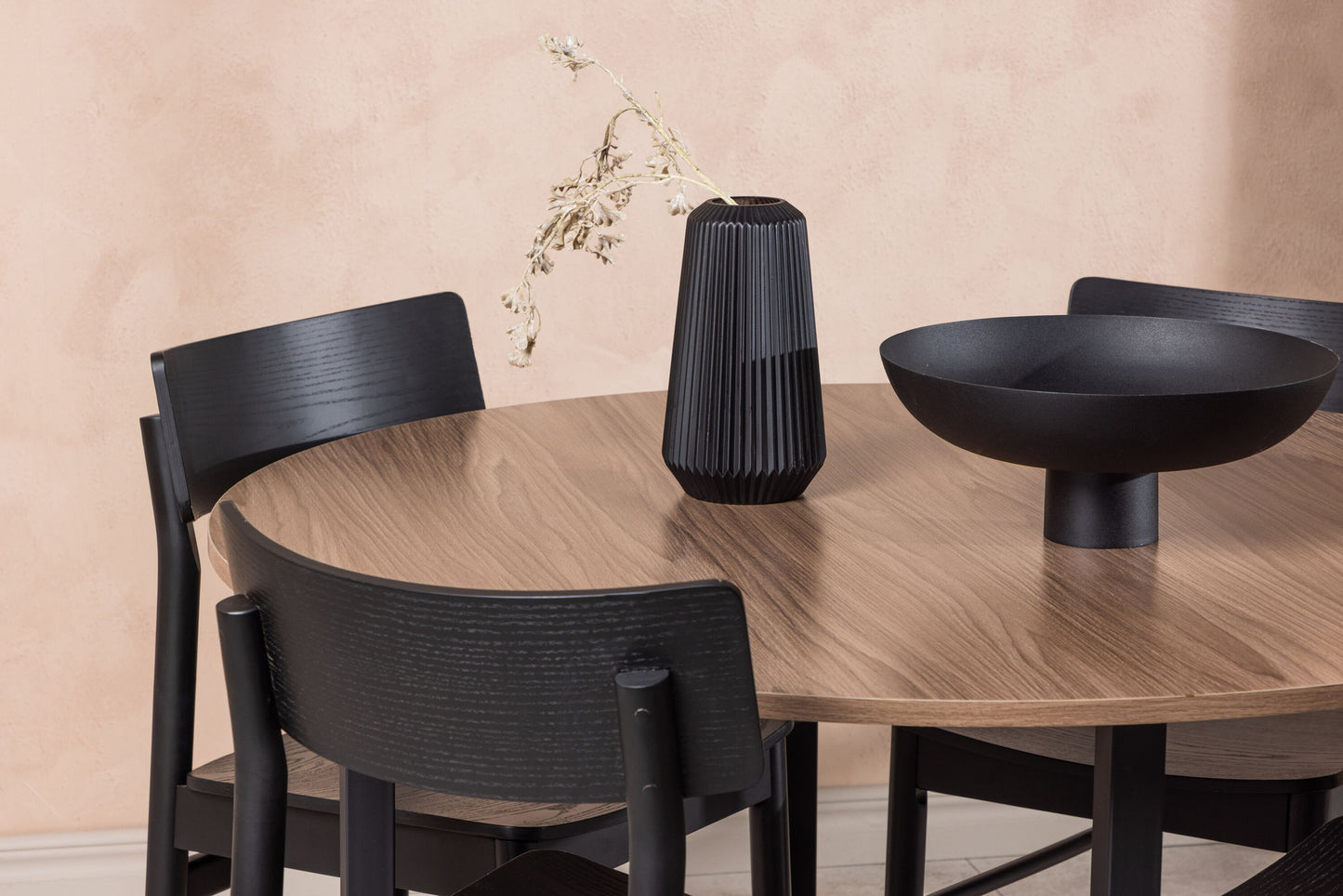 Spisebordssæt - Durango Dining Table - Black / Walnut MDF +Montros Dining Chair - Natural / Natural Rubberwood _4