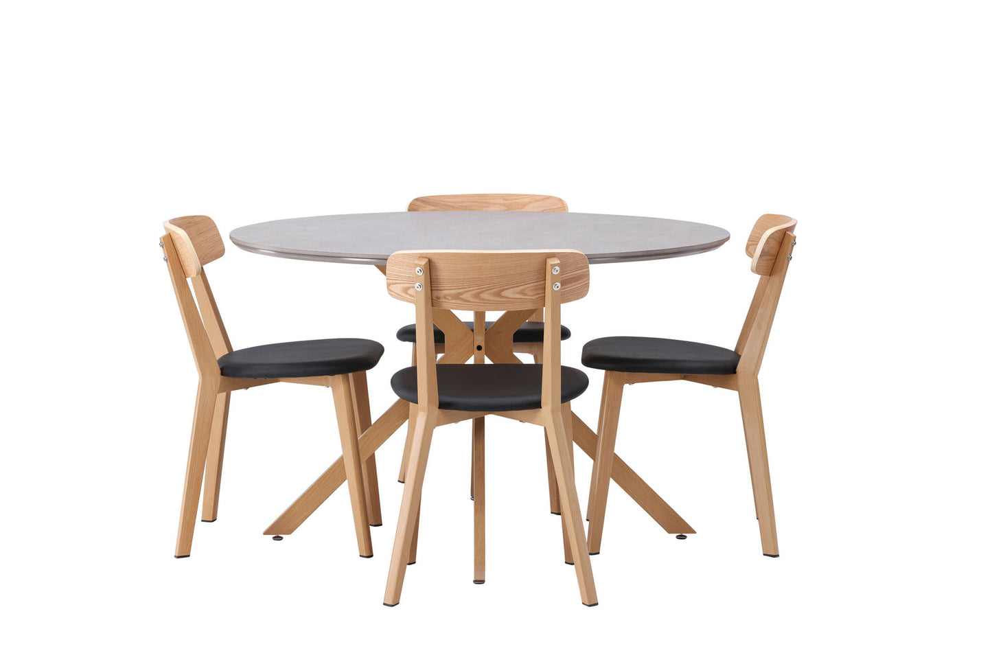 Spisebordssæt - Piazza Dining Table - Natural / Dark Grey Spraystone +Sanjos Dining Chair - Oak look / Black PU _4