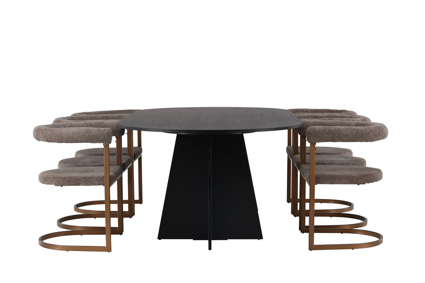 Spisebordssæt - Bootcut Oval Dining Table - Black / Black Fanéer +Morning Dining Chair - Black / Black Boucle _6