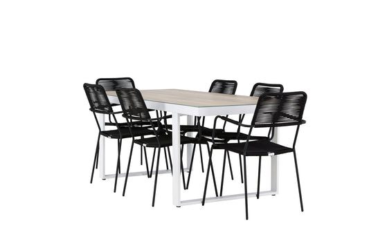 Havemøbler - Merlo Dining Table - White/Whitewash +Lindos Armchair - Black Alu / Black Rope _6