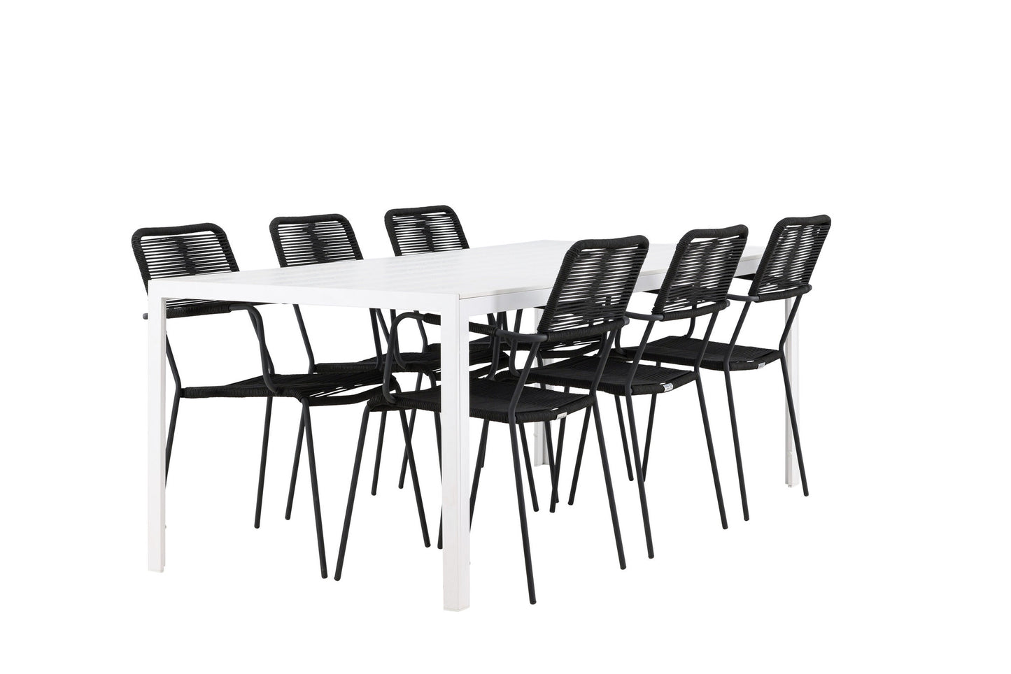 Havemøbler - Break Dining Table  - White / White Aintwood +Lindos Armchair - Black Alu / Black Rope _6