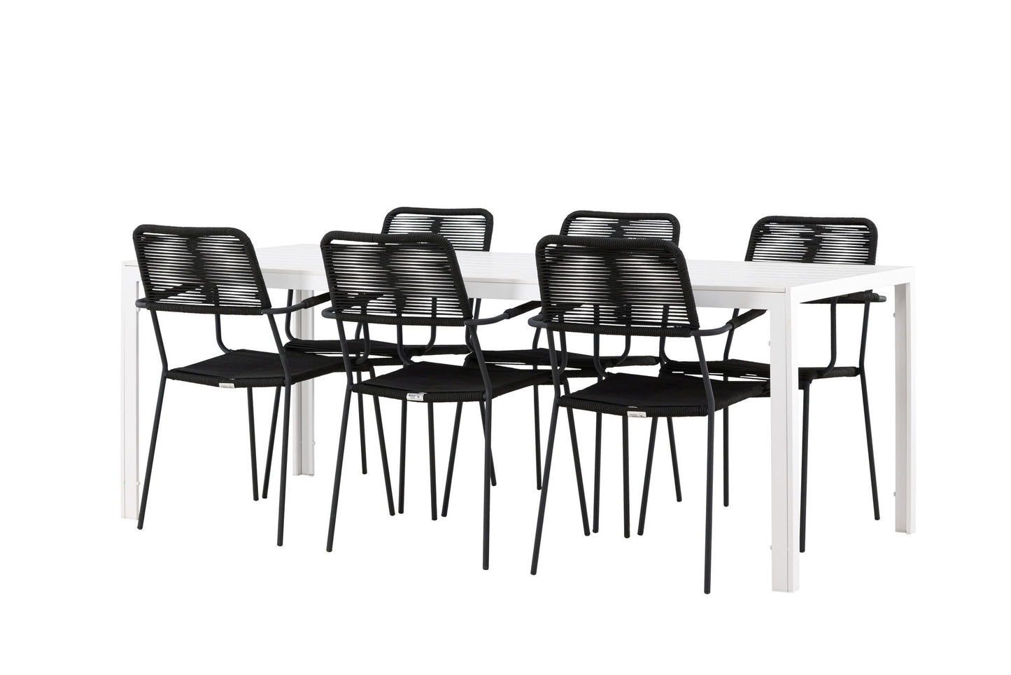 Havemøbler - Break Dining Table  - White / White Aintwood +Lindos Armchair - Black Alu / Black Rope _6
