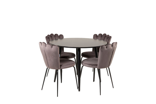 Spisebordssæt - Plaza Rundt Spisebord - Sort - ø100*H75 +Limhamn Chair - Grey _4