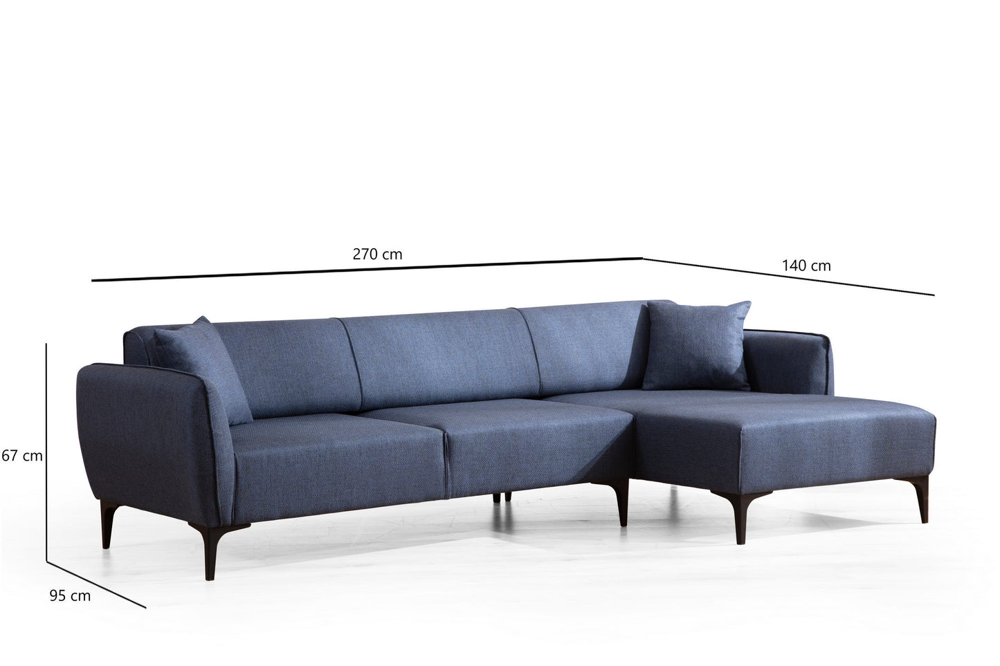 Belissimo Right - Blue - Corner Sofa