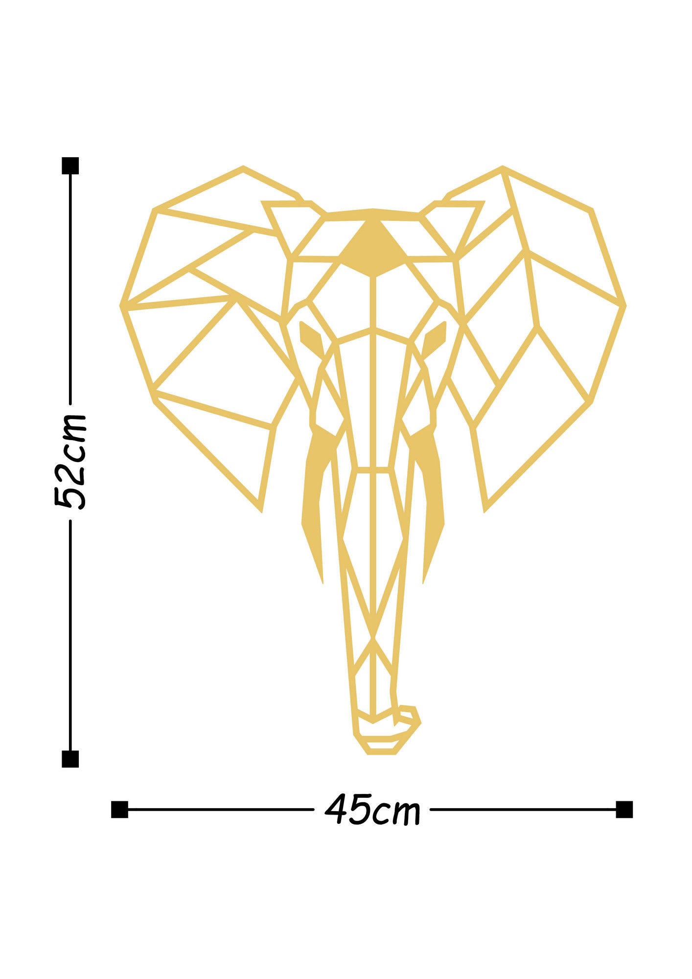 Elephant Metal Decor - Gold - Decorative Metal Wall Accessory