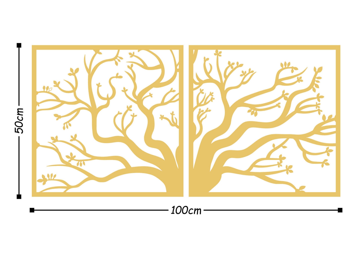 Tree Metal Decor - Gold - Decorative Metal Wall Accessory