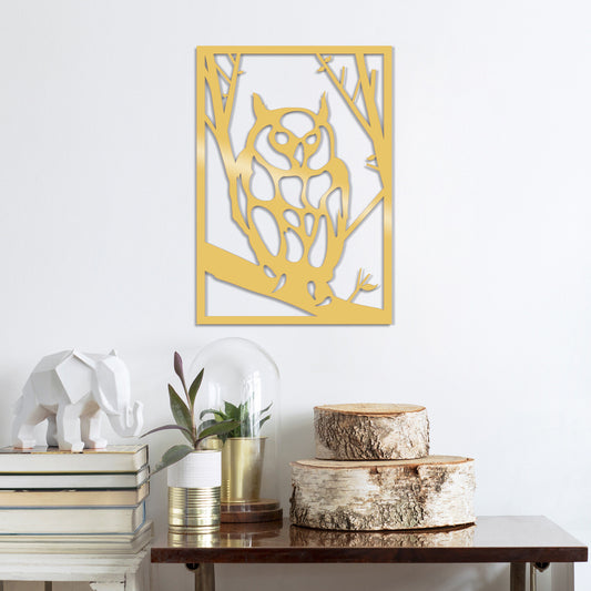 Owl Metal Decor - Gold - Decorative Metal Wall Accessory