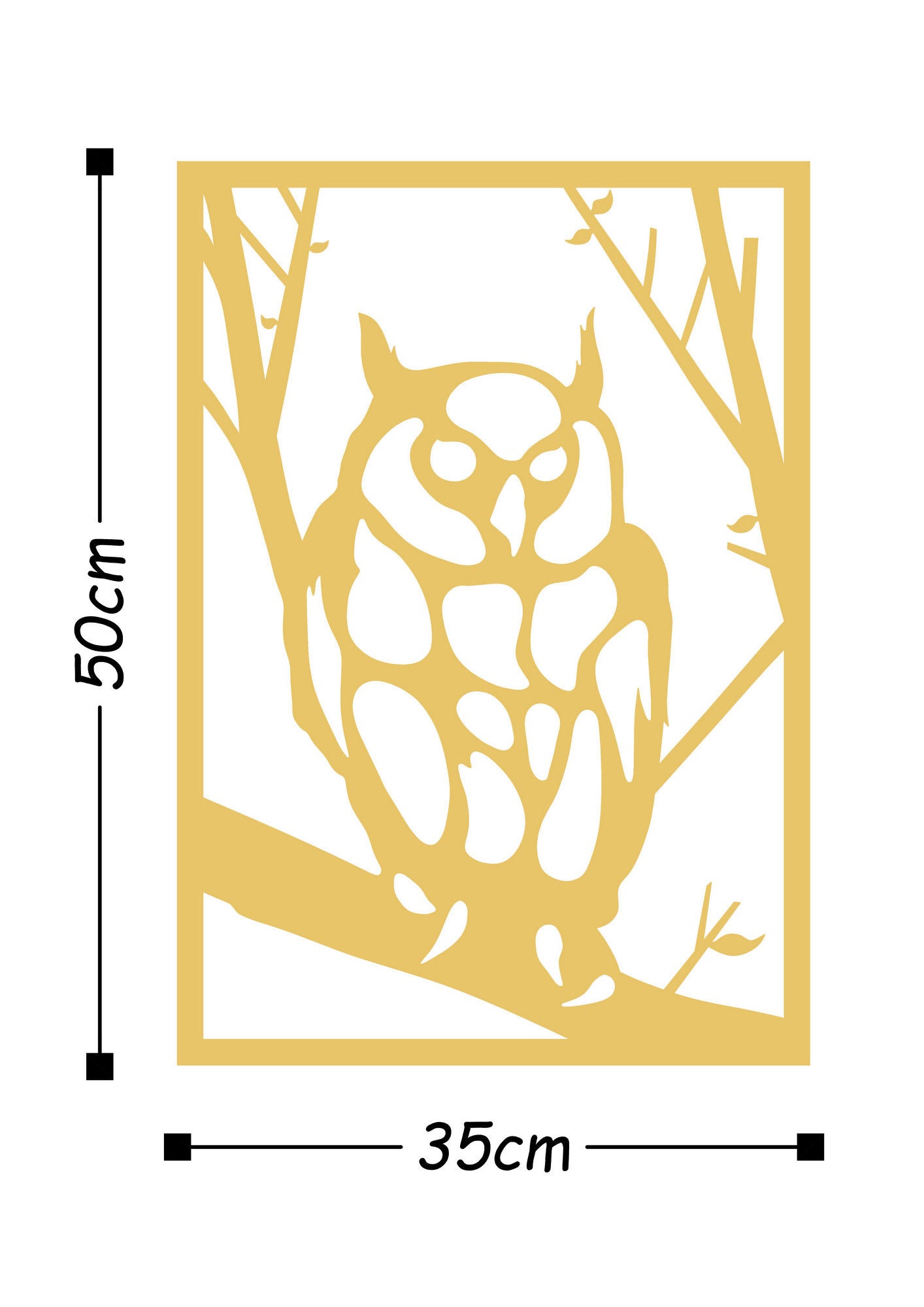 Owl Metal Decor - Gold - Decorative Metal Wall Accessory