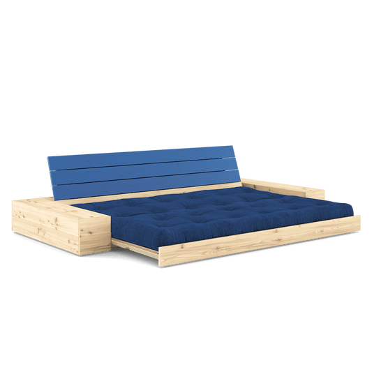 Base Cobalt Blue Lacquered W. 2 Sideboxes Clear W. 5-Layer Mixed Mattress Royal Blue