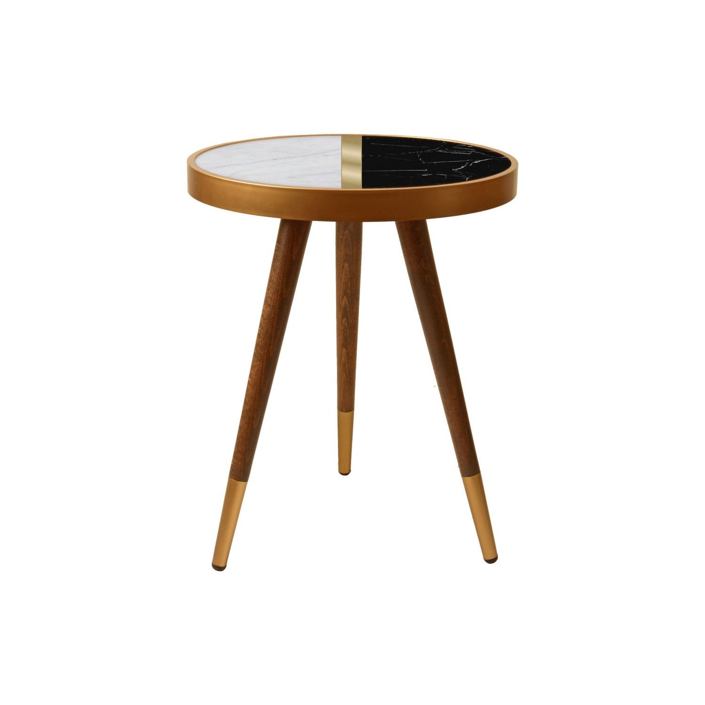 Marble Black And Hvid - Circle  - Side Table