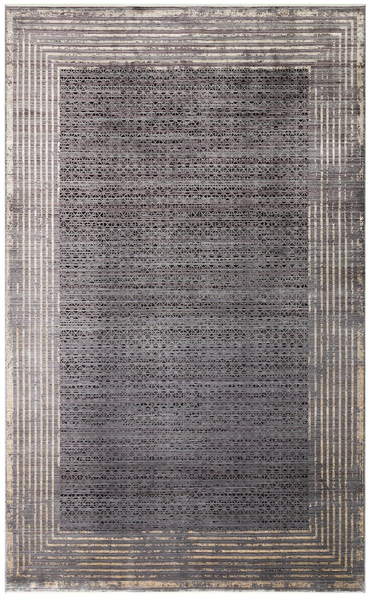 Mhl 01 - antracit, guld - hall tæppe (100 x 300)