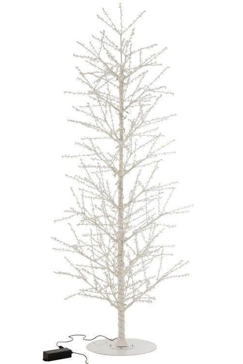 Træ bare+led+perle metal hvid ekstra stor