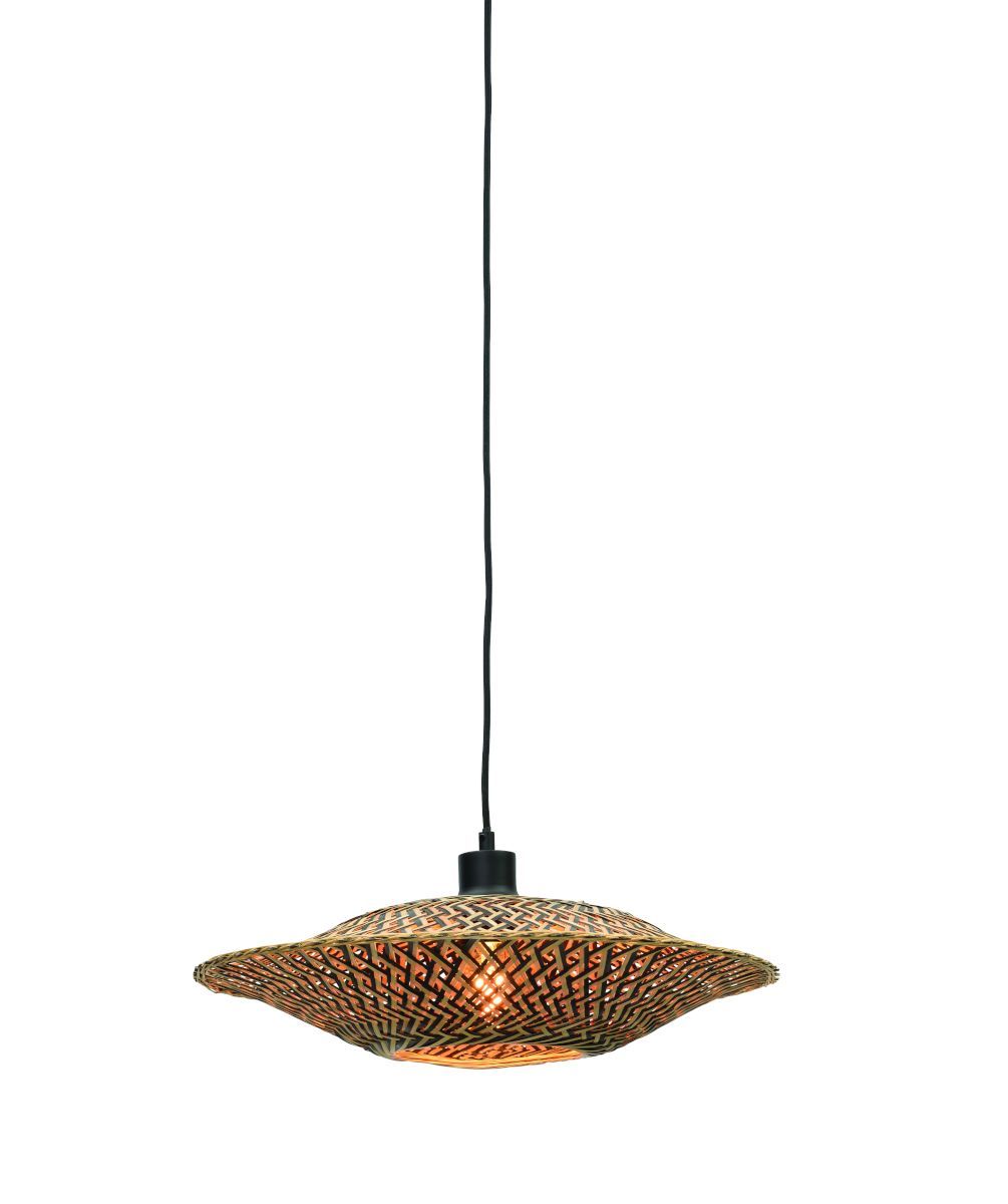 Hængelampe Bali horiz. 44x12cm sort/naturlig, S