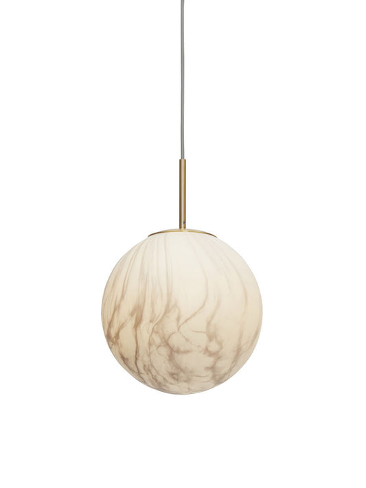 Hængelampe Carrara globe hvid marmorprint/guld, L