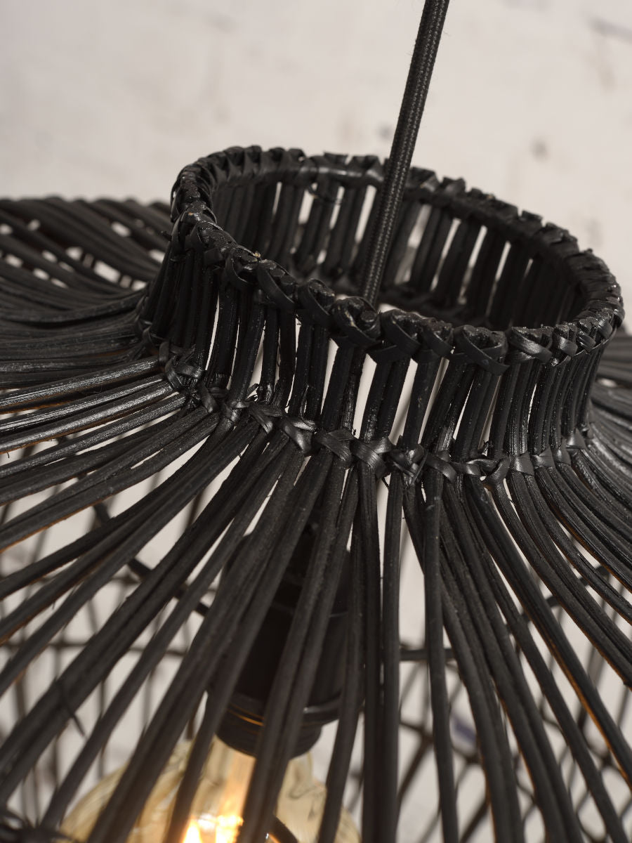 Hængelampe Madagaskar rattan, sort