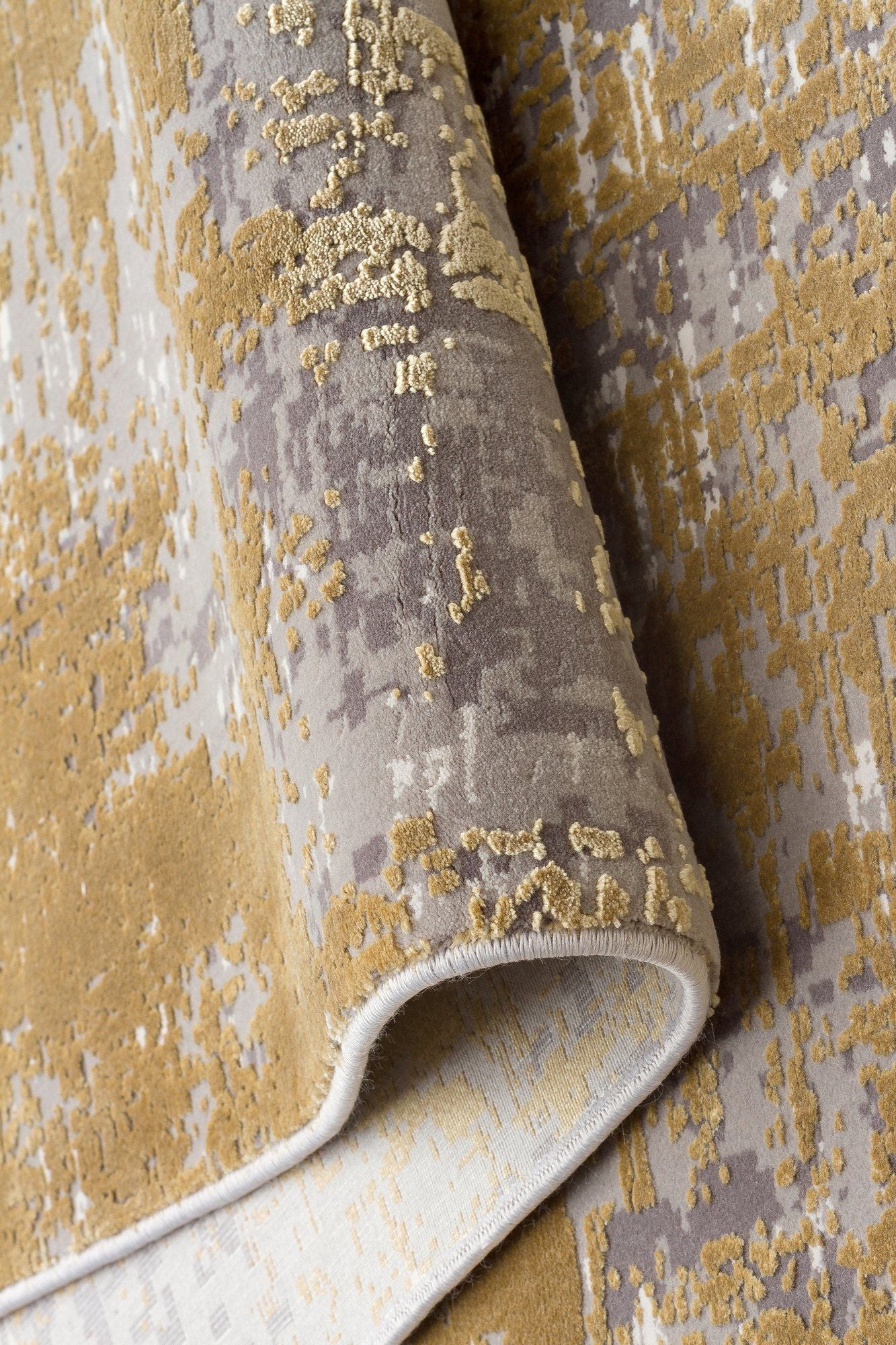 Fs 30 - Grå, Guld - Halltæppe (100 x 200)