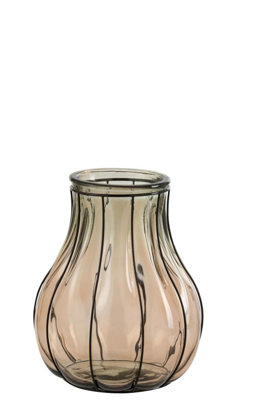 Vase fusion glas/metal taupe små