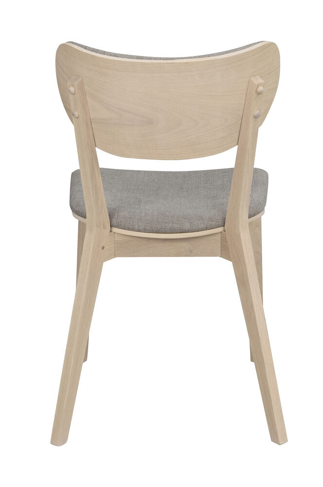 Rowico | Kato stol vitpigmenterad ek/ljusgrått tyg Default Title