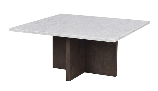 Rowico | Brooksville soffbord kvadrat 90x90 vit marmor/brun ek Default Title