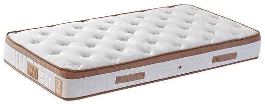 Latte - lysebrun (90 x 200) - enkelt madras, bund og sengegavl