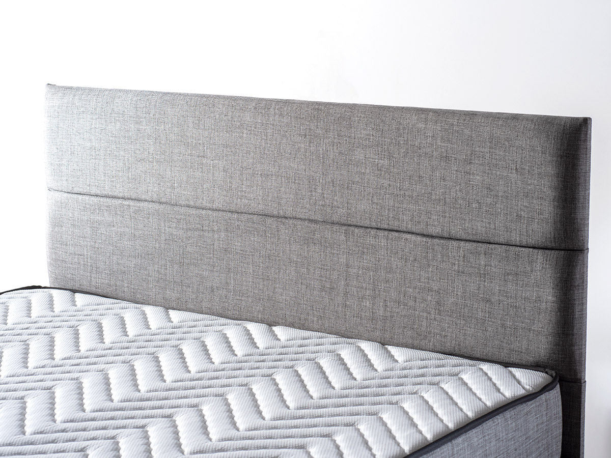 Sølv - Grå (140 x 190) - Dobbelt madras, bund og sengegavl