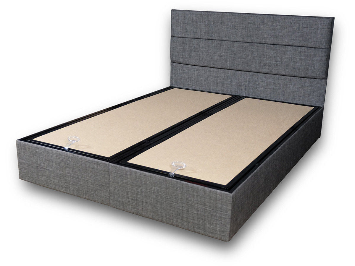 Sølv - Grå (140 x 190) - Dobbelt madras, bund og sengegavl