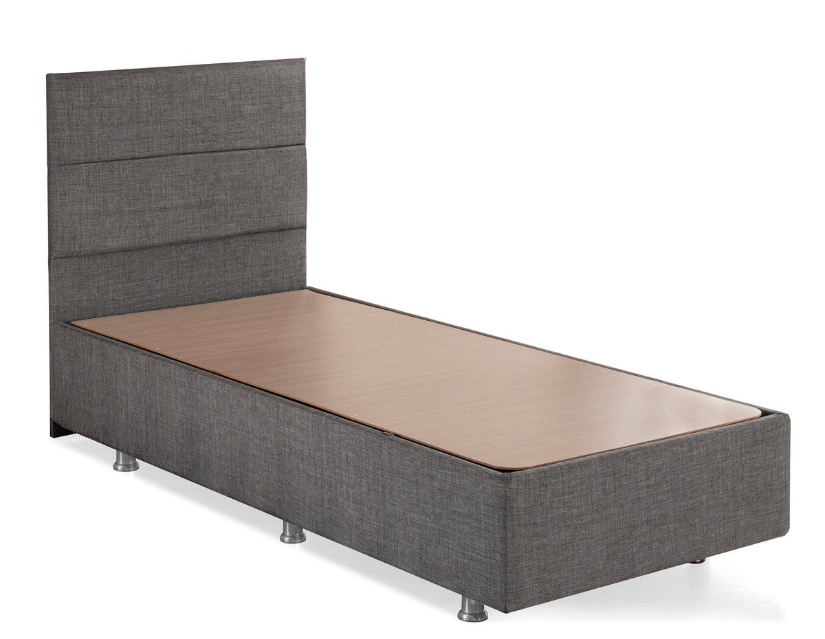 Sølv - Grå (80 x 180) - Enkelt madras, bund og sengegavl