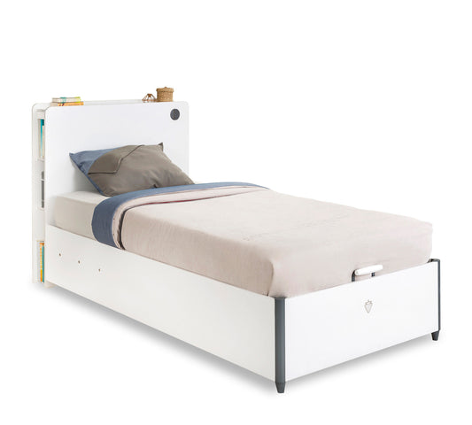 Hvid seng med bund (100X200 ) - Enkeltseng