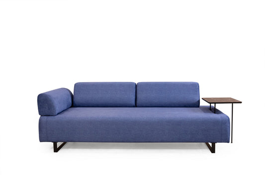 Infinity med sidebord - blå - 3-sæders sovesofa