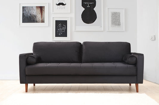 Rom - Sort - 3-sæders sofa