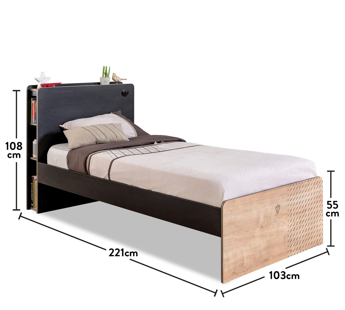 Sort seng (100X200) - Enkeltseng
