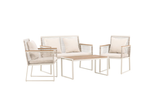 Dallas Lounge Set - Beige / lysegrå polyester
