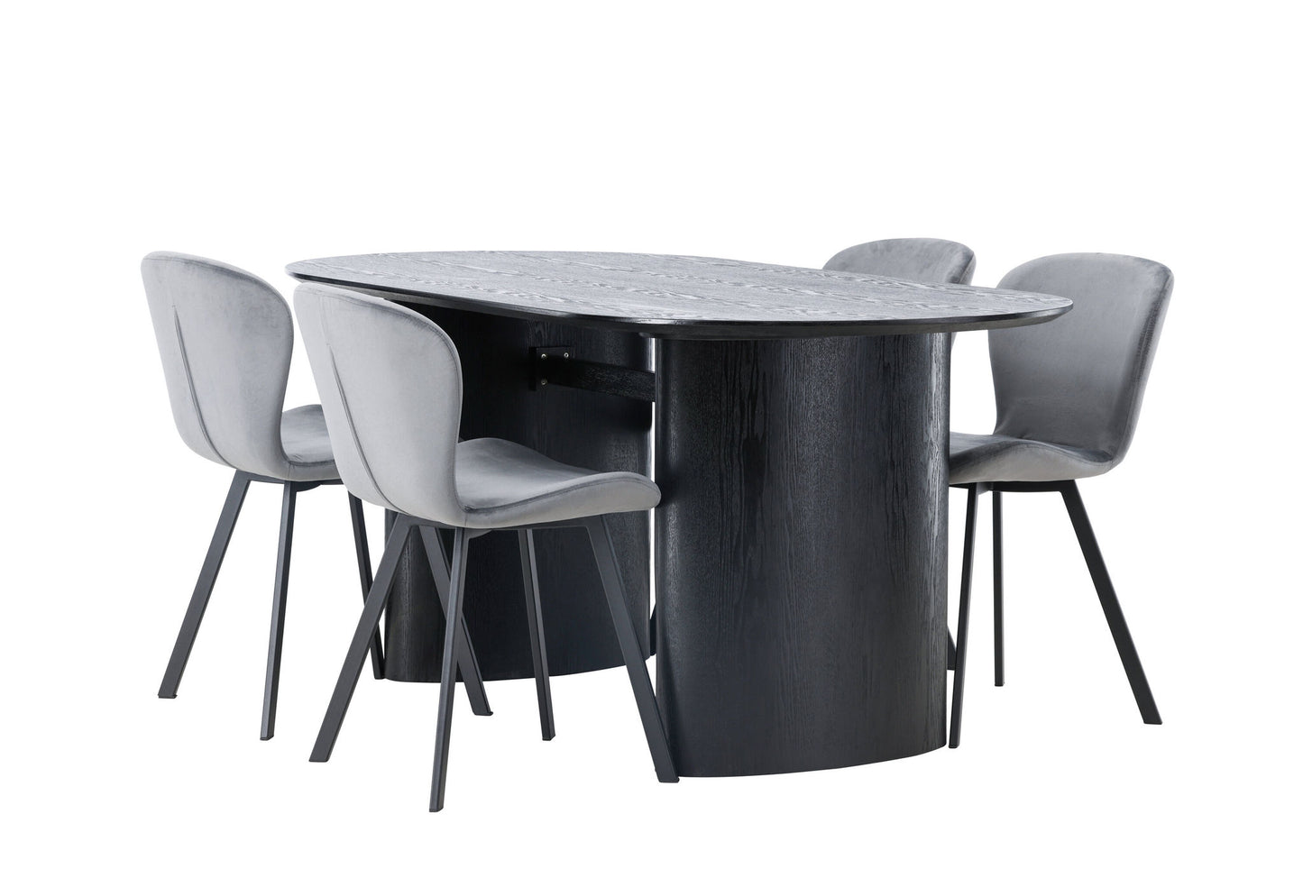 Isolde spisebord 180*75 - sort / sort MDF +Lilja spisestol - sort / mørkegrå stof _4