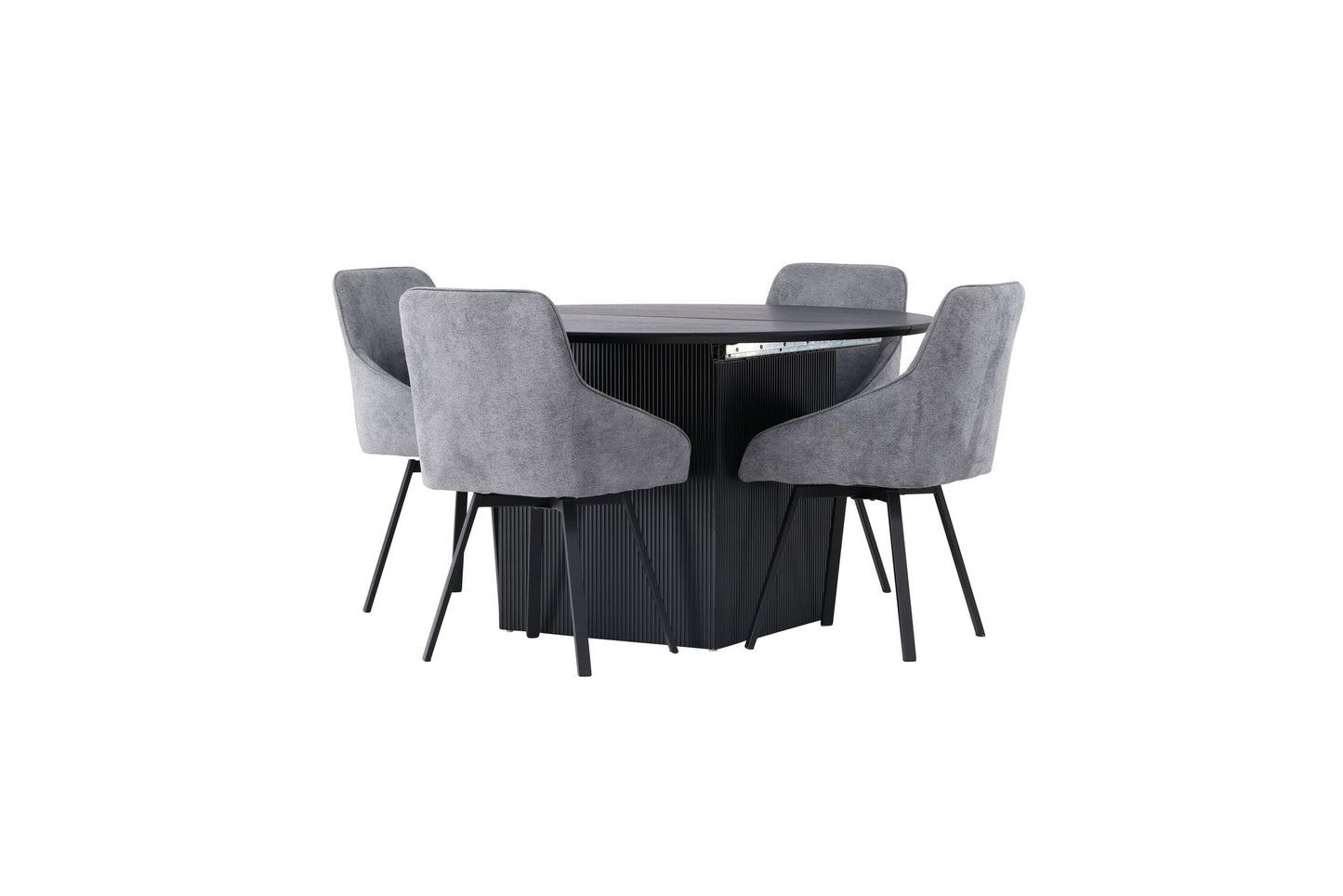 Matilda spisebord φ130 - sort / sort MDF med finer +Rosie spisestol - sort / mørkegrå stof _4