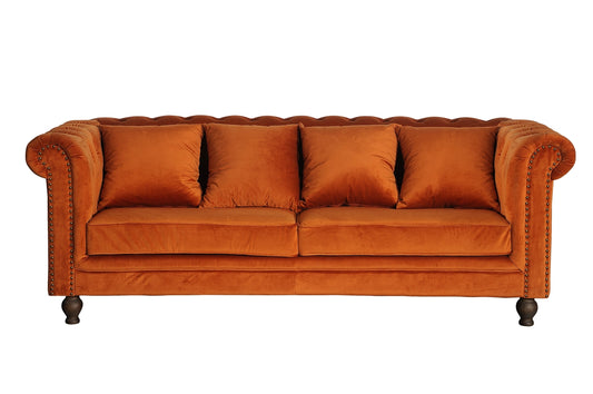Velour 3 personers sofa - Rusten Orange