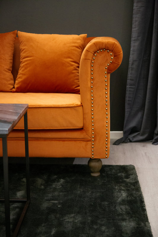 Velour 3 personers sofa - Rusten Orange