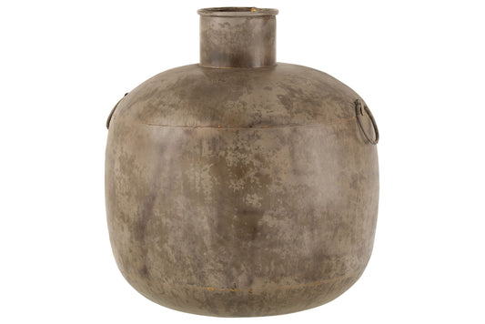 Vase antik rund brun stor