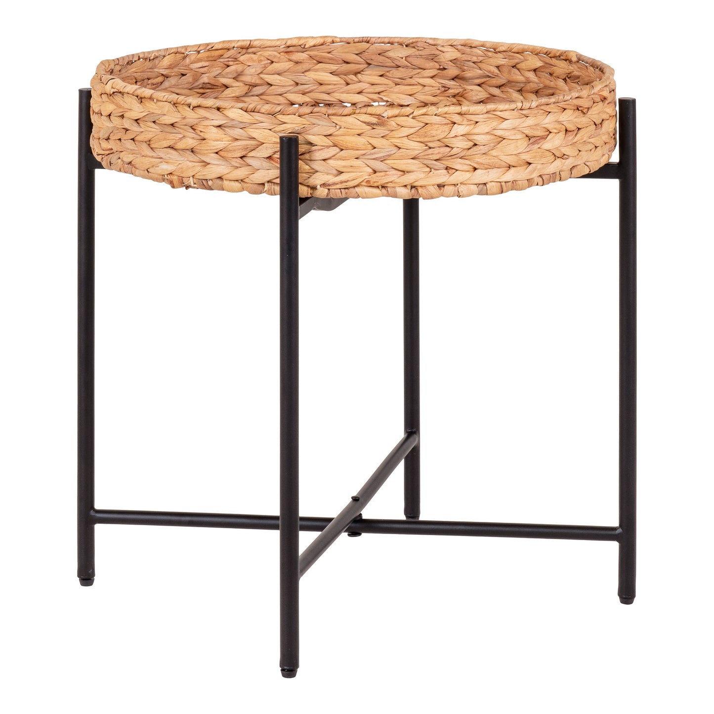 Naro Hjørnebord - Hjørnebord i metal og vandhyacinth, rundt, Ø50x48,5 cm