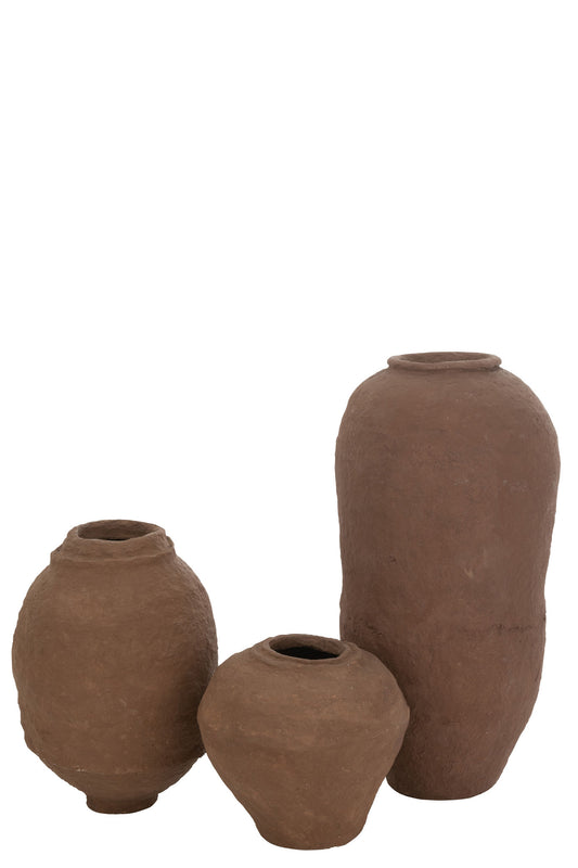 Vase papirmache brun stor