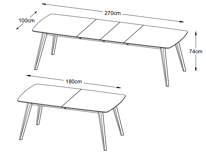 Rho Spisebord - 100X180/270Cm