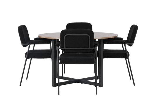 Durango spisebord - sort / valnød MDF +i går spisestol - sort / sort boucle _4